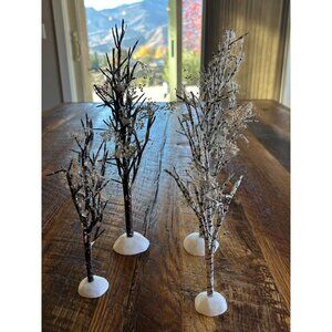Vintage Department 56 Winter Birch Trees Set Of 4 Christmas and Snow Village Acc